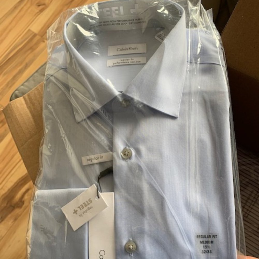 Blue Calvin Klein French Cuff Mens Dress Shirt